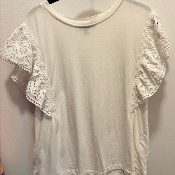 Banana Republic White Eyelet Coquette Romantic Ruffle Flutter Sleeve Top |  M - Picture 4 of 5